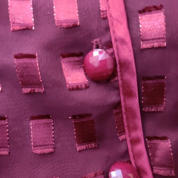 Vintage Jeffrey & Dara petite womens long sleeve button up sheer blouse red sz 4 - Picture 6 of 7